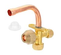 PATIKIL Air Conditioner Stop Valve, Fit for 3/8" OD Copper Tube Size Elbow 90 Degree 3 Way Angle Stop Service Valve Fitting for Mini Split AC Refrigeration