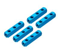 PATIKIL Air Manifold, 5 Pcs 3 Way 6 Port PT 1/4" Aluminum Air Hose Inline Manifold Block Splitter Pneumatic Air Compressor Distribution Fitting, Blue