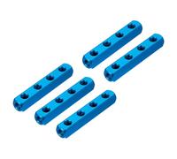 PATIKIL Air Manifold, 5 Pcs 4 Way 7 Port PT 1/4" Aluminum Air Hose Inline Manifold Block Splitter Pneumatic Air Compressor Distribution Fitting, Blue