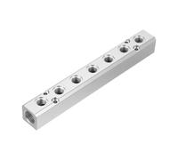 PATIKIL Air Manifold, 7 Way 9 Port 1/4" Output Port 1/2" Supply Port Aluminum Air Hose Inline Manifold Block Splitter Pneumatic Air Compressor Distribution Fitting, Silver