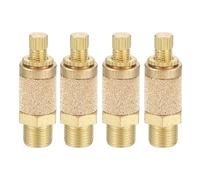 PATIKIL Air Pneumatic Mufflers, 4 Pack Top Adjustable Air Flow Speed Controller G1/8 Male Thread Sintered Bronze Exhaust Muffler for Compressor Cylinders Valves