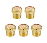 PATIKIL Air Pneumatic Mufflers, G1/4" Male Thread Pneumatic Noise Reduce Hex Sintered Bronze Brass Air Breather Vent Fitting for Cylinders Valves 5 Pack