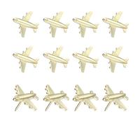 PATIKIL Airplane Push Pin, 12 Pcs Decorative Metal Push Pin Cute Aircraft Thumb Tacks for Bulletin Board Map Photo Home Office Decor, Gold Tone