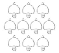 PATIKIL Alloy Open Back Bezel Pendants, 20 Pack Mushroom Shaped Hollow Resin Pendant Frame for DIY Crafts Earrings Necklace Bracelet Making, Silver Tone