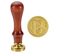 PATIKIL Alphabet B Wax Seal Stamp, Initial Letter Sealing Wax Stamp Classic Retro Removable Brass Head Wooden Handle for Envelope Invitation Cards, Style 2