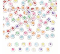 PATIKIL Alphabet Beads, 100 Pcs Rainbow Letter Beads Acrylic Charms for Craft Friendship Bracelets Jewelry Making, 4x7mm, Letter N