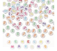 PATIKIL Alphabet Beads, 100 Pcs Rainbow Letter Beads Acrylic Charms for Craft Friendship Bracelets Jewelry Making, 4x7mm, Letter S