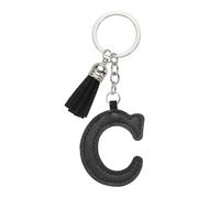 PATIKIL Alphabet Initial Letter Keychain, Cute Leather Keychains with Tassel Letter C Pendant Charm for Women Key Purse Handbag Bag Accessories, Black