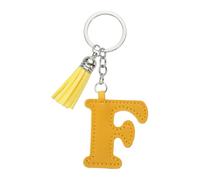 PATIKIL Alphabet Initial Letter Keychain, Cute Leather Keychains with Tassel Letter F Pendant Charm for Women Key Purse Handbag Bag Accessories, Yellow
