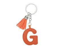 PATIKIL Alphabet Initial Letter Keychain, Cute Leather Keychains with Tassel Letter G Pendant Charm for Women Key Purse Handbag Bag Accessories, Brown