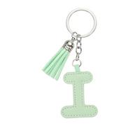 PATIKIL Alphabet Initial Letter Keychain, Cute Leather Keychains with Tassel Letter I Pendant Charm for Women Key Purse Handbag Bag Accessories, Light Green