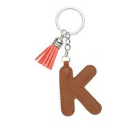 PATIKIL Alphabet Initial Letter Keychain, Cute Leather Keychains with Tassel Letter K Pendant Charm for Women Key Purse Handbag Bag Accessories, Brown