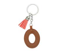 PATIKIL Alphabet Initial Letter Keychain, Cute Leather Keychains with Tassel Letter O Pendant Charm for Women Key Purse Handbag Bag Accessories, Brown