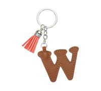 PATIKIL Alphabet Initial Letter Keychain, Cute Leather Keychains with Tassel Letter W Pendant Charm for Women Key Purse Handbag Bag Accessories, Brown
