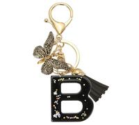 PATIKIL Alphabet Initial Letter Keychain, Resin Cute Keychains with Tassel Butterfly Letter B Pendant Charm for Women Key Purse Handbag Bag Accessories, Black