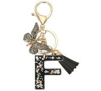 PATIKIL Alphabet Initial Letter Keychain, Resin Cute Keychains with Tassel Butterfly Letter F Pendant Charm for Women Key Purse Handbag Bag Accessories, Black