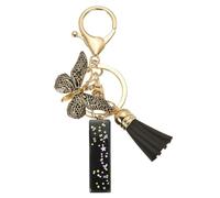 PATIKIL Alphabet Initial Letter Keychain, Resin Cute Keychains with Tassel Butterfly Letter I Pendant Charm for Women Key Purse Handbag Bag Accessories, Black