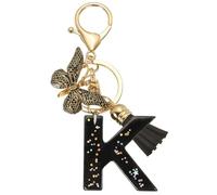 PATIKIL Alphabet Initial Letter Keychain, Resin Cute Keychains with Tassel Butterfly Letter K Pendant Charm for Women Key Purse Handbag Bag Accessories, Black