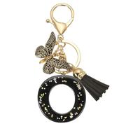 PATIKIL Alphabet Initial Letter Keychain, Resin Cute Keychains with Tassel Butterfly Letter O Pendant Charm for Women Key Purse Handbag Bag Accessories, Black