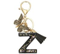 PATIKIL Alphabet Initial Letter Keychain, Resin Cute Keychains with Tassel Butterfly Letter Z Pendant Charm for Women Key Purse Handbag Bag Accessories, Black