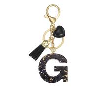 PATIKIL Alphabet Initial Letter Keychain, Resin Cute Keychains with Tassel Heart Letter g Pendant Charm for Women Key Purse Handbag Bag Accessories, Black