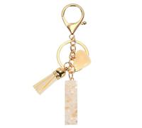 PATIKIL Alphabet Initial Letter Keychain, Resin Cute Keychains with Tassel Heart Letter I Pendant Charm for Women Key Purse Handbag Backpack Bag Accessories, Beige