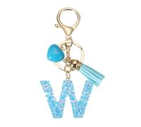 PATIKIL Alphabet Initial Letter Keychain, Resin Cute Keychains with Tassel Heart Letter W Pendant Charm for Women Key Purse Handbag Bag Accessories, Blue