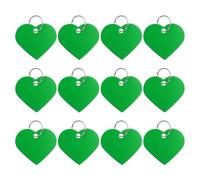 PATIKIL Aluminum Stamping Blanks 1.3 x 1.5 Inch, 12Pcs Heart Shape Metal Engraving Blank Discs Sublimation ID Name Tags Dog Tag with Key Rings for DIY Craft Engraving, Green