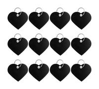 PATIKIL Aluminum Stamping Blanks 1.3 x 1.5 Inch, 12Pcs Heart Shape Metal Engraving Blank Discs Sublimation ID Name Tags Dog Tag with Key Rings for DIY Craft Engraving, Black