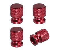 PATIKIL Aluminum Tire Valve Stem Caps, 4 Pcs Tire Valve Caps Vehicle Car Tire Air Caps Covers with O Rubber Ring Universal for Bicycle SUV Automotive, Red
