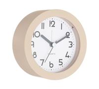 PATIKIL Analog Alarm Clock, Alarm Clock with Backlight Round Silent Non Ticking Quartz Movement Battery Operated for Bedroom Office Living Room Desk Shelf, Light Brown