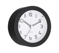 PATIKIL Analog Alarm Clock, Alarm Clock with Backlight Round Silent Non Ticking Quartz Movement Battery Operated for Bedroom Office Living Room Desk Shelf, Black