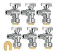 PATIKIL Angle Stop Valve 1/2" x 3/8" Compression Water Shut Off Valve 1/4 Turn Operation with 1/2" Disconnect Clip for Faucet Toilet Pex Copper Cpvc Pipe Brass, Silver