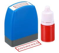 PATIKIL Answered Stamp Self Inking, Red Ink Office Stamps with Refill Ink Pre Inked Message Stamp Refillable Business Stamp, Blue