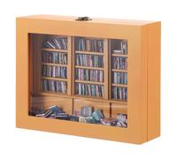 PATIKIL Anxiety Bookshelf, Wood Mini Bookshelf Shake Away Your Anxiety Tiny Book Shelf Miniature Book Library with Mini Books for Book Lovers Home Room Office Decor, Yellow