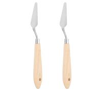 PATIKIL Art Spatula, 2 Pcs No.8 20mm Stainless Steel Flexible Palette Knife Painting Knife Painting Spatula Oil Painting Mixing Scraper with Wood Handle for Canvas Acrylic Painting, Brown