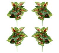PATIKIL Artificial Greenery Plants, 4 Pcs 7 Bundles Green Plant with Faux Perilla Leaf Leaves Grass Stems for Home Wedding Garden Office Decoration Party Table Backyard Indoor, Green Red