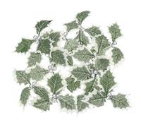 PATIKIL Artificial Holly Berries with Green Leaves, 48 Pack Silver Holly Berry Flowers for Christmas Wreath Arrangement Craft Wedding Party Home