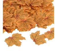 PATIKIL Artificial Leaves, 200 Pcs Fall Maple Autumn Fake Leaf for Wedding Party Thanksgiving Halloween Decoration, Red Yellow