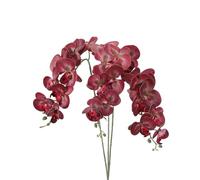 PATIKIL Artificial Orchid Stems 41", 3 Pack 9 Heads Faux Phalaenopsis Flowers Real Touch Fake Orchid Flower Branch for Vase Home Wedding Decoration, Black Red