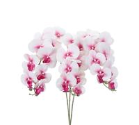 PATIKIL Artificial Orchid Stems 41", 3 Pack 9 Heads Faux Phalaenopsis Flowers Real Touch Fake Orchid Flower Branch for Vase Home Wedding Decoration, White Purple