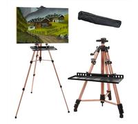 PATIKIL Artist Easel Stand, Paint Easel for Canvas Painting with Detachable Tray, Metal Tripod Easel Adjustable Height from 20 to 61 Inch for Table-Top/Floor Painting Drawing, Brown