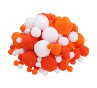 PATIKIL Assorted Size Pom Poms for Crafts, 260Pcs Fuzzy Pastel Pom Pom Balls for Art Supplies DIY Creative Craft Material Handicraft Decorations, Orange, White