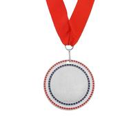 PATIKIL Award Medal, 2nd Place Medal Winner Prize Diamonds Inserted with Red Neck Ribbon for Competitions Sports Games Spelling Bees, 3 Inch Widen, Silver