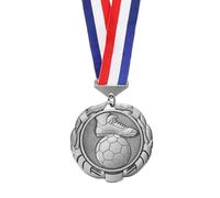 PATIKIL Award Medal, 3 Inch Football Place Medal Trophy with Smooth Neck Ribbon Football Party Favor Prize for Sports Meetings Competitions, Silver