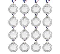 PATIKIL Award Medals, 16 Pcs 1st 2nd 3rd Prize Winner Medals with Neck Ribbons for Sports Games Events Competitions Spelling Bees, 2 Inch Wide, Silver