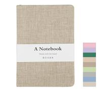 PATIKIL B6 Linen Journal, 5x7 Inch 256 Pages Lined Blank Hardcover Pocket Notebook 100 GSM Thick Paper Travel Writing Journaling Note Taking Notebook for Office Home Work, Khaki