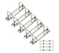 PATIKIL B7 2 Hole Ring Binder Mechanisms, 5 Set 1.18" D Ring Replacement Binder Planner Loose Leaf Binding Spines for Organizers DIY Fill Paper Storage Folder Accessories, 26mm Silver Tone