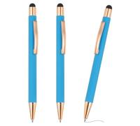 PATIKIL Ballpoint Pen with Stylus Tip, 3Pcs 2 in 1 Metal Black Ink 1.0mm Medium Point Stylus Pen for Touch Screens Office Desk, Dark Blue