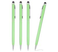 PATIKIL Ballpoint Pen with Stylus Tip, 4Pcs 2 in 1 Slim Metal Black Ink 1.0mm Medium Point Stylus Pen for Touch Screens Office Desk, Light Green